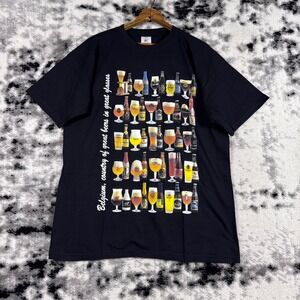 B&C Collection Mens Black Belgium Beer Graphic T Shirt Size M